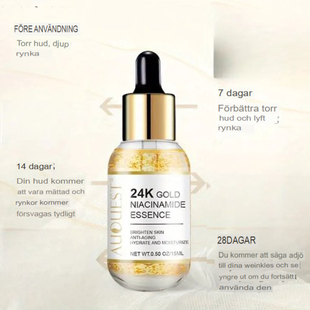 GoldElixir 24K Guld Niacinamid Anti-Aging Serum | Ungdomlig Lysterförhöjare