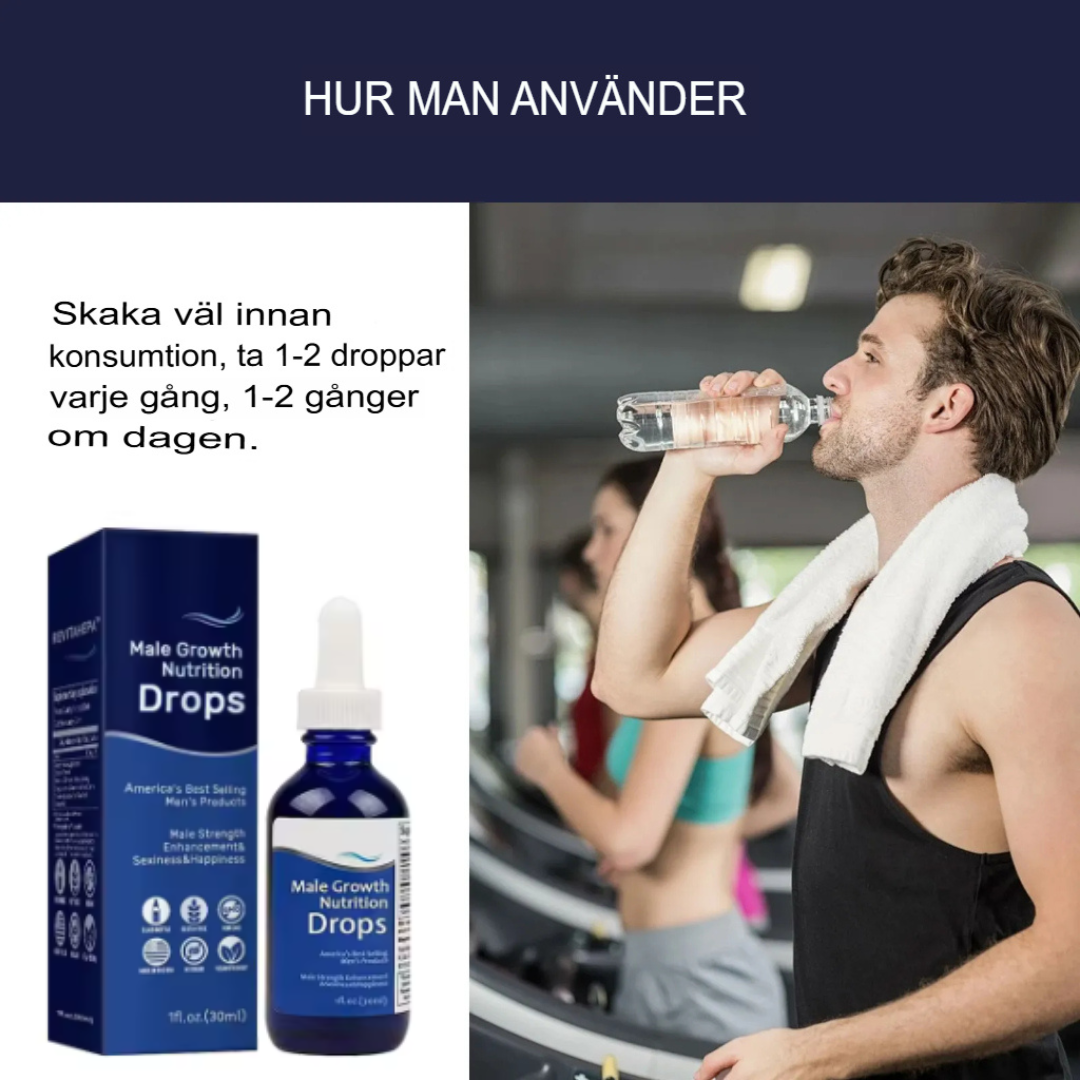 PowerBoost Manlig Tillväxtdroppar | Förstärkt Styrka & Vitalitetsformel