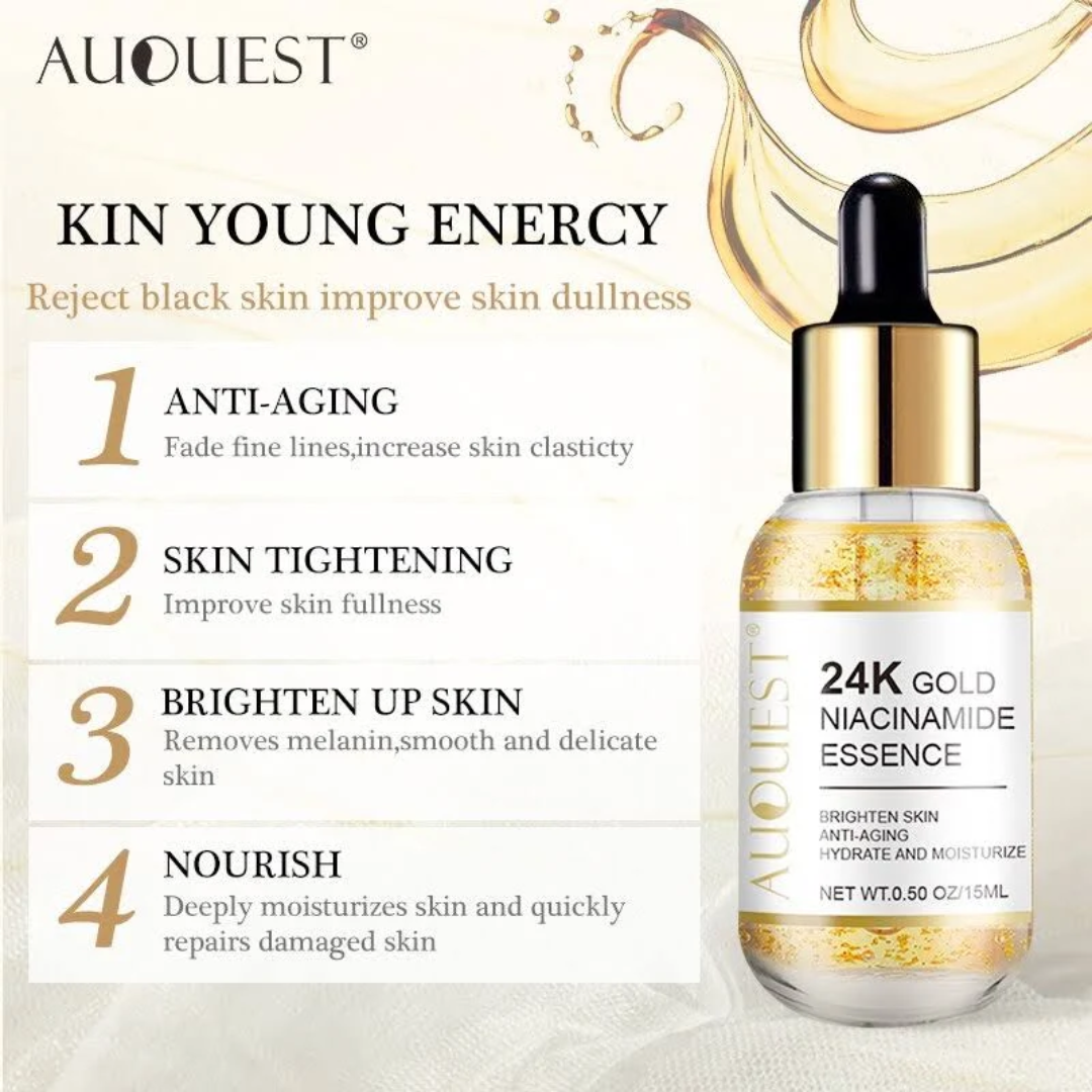 GoldElixir 24K Guld Niacinamid Anti-Aging Serum | Ungdomlig Lysterförhöjare