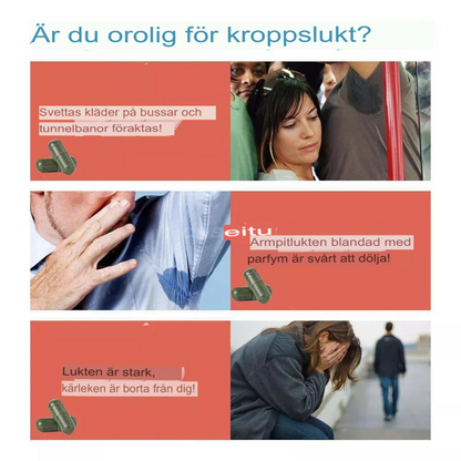 90-Kapslar Kroppsdeodorant Tillskott | Naturlig Lukt Kontroll